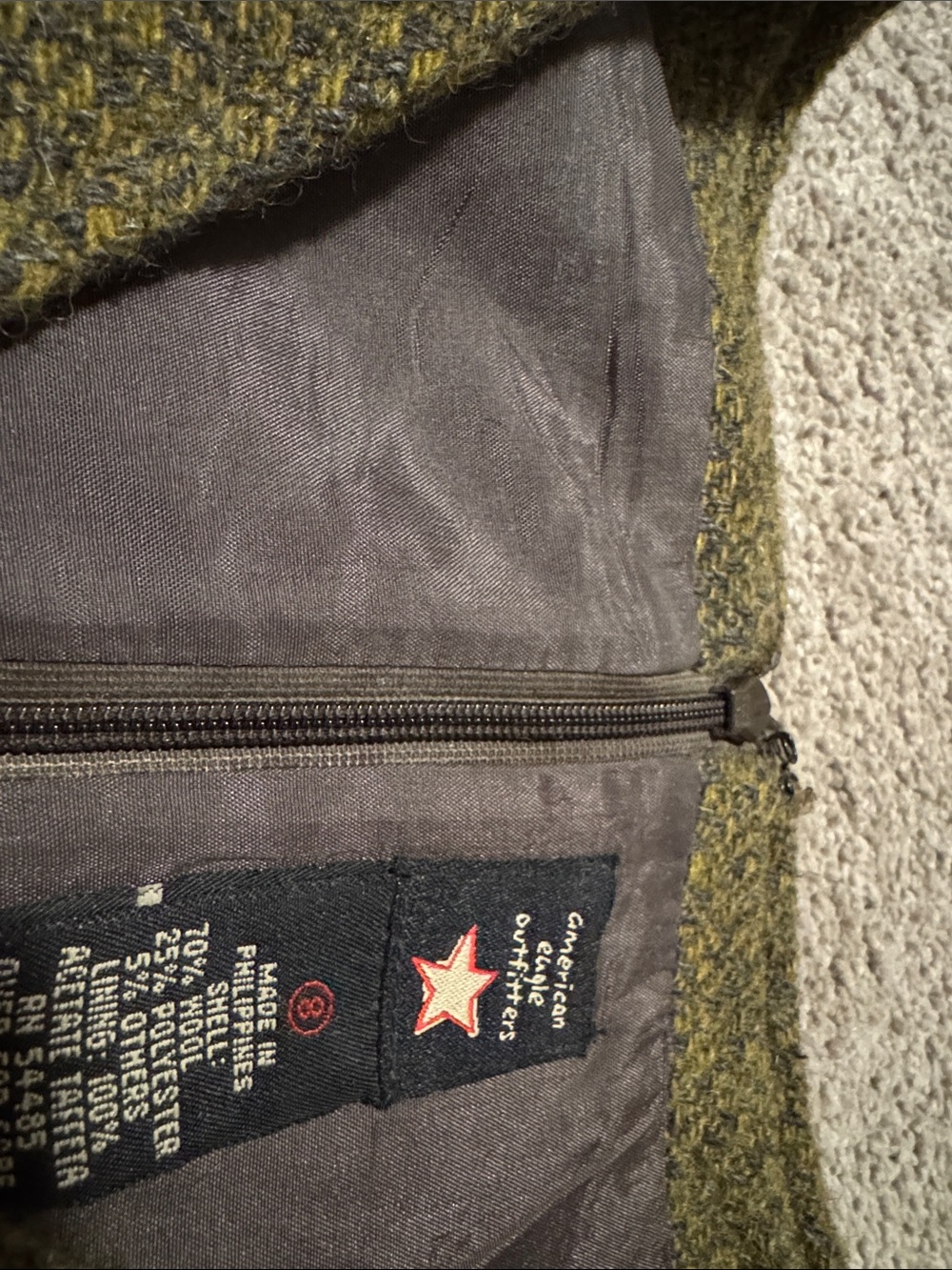 American Eagle Outfitters Olive Green Wool Dress from the 90s - Picture 7 of 7